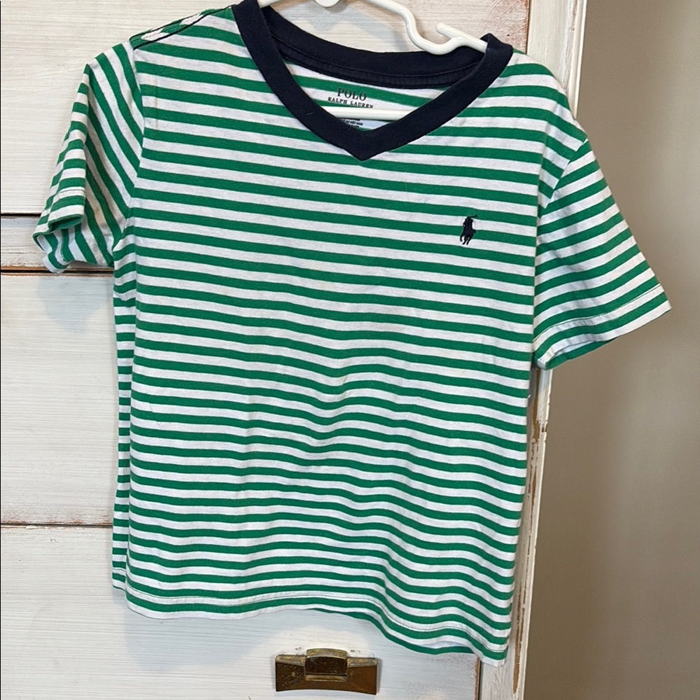 Ralph Lauren Green Striped Kids Shirt